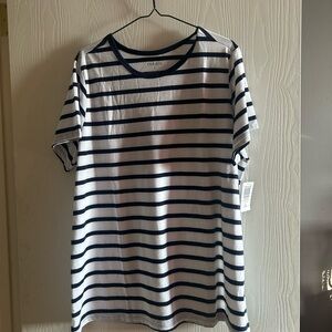 Torrid Navy and White Striped Tee